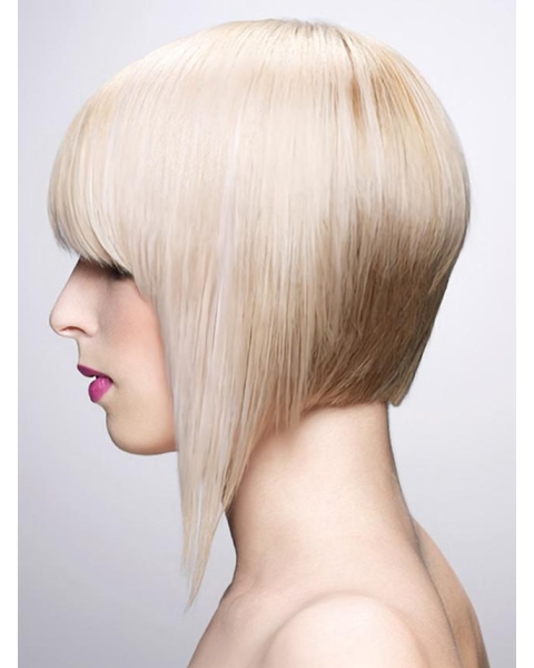 Young Fashion Platinum Blonde Favorite With Bangs White Mono Part Human Wigs