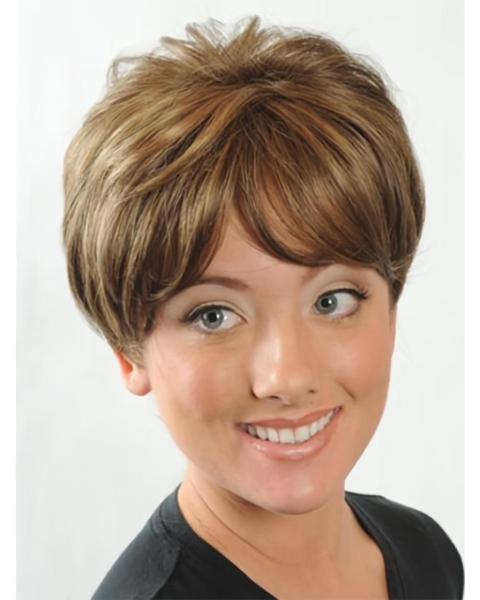 Trendy Auburn Straight Short Capless Synthetic Women Wigs