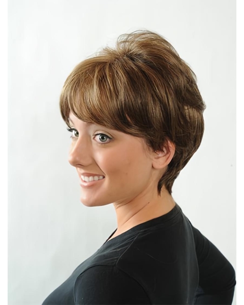 Trendy Auburn Straight Short Capless Synthetic Women Wigs