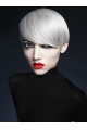 Young Fashion Grey Smooth Straight Short Clean Lace Front Synthetic Women Wigs