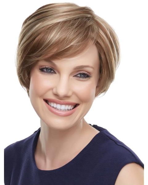 Affordable Straight Short Blonde Boycuts Beautiful Lace Front Synthetic Women Wigs