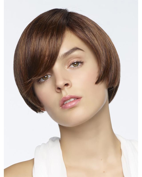 So Great Brown Short Straight Bobs New Design Capless Human Hair Women Wigs