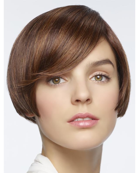 So Great Brown Short Straight Bobs New Design Capless Human Hair Women Wigs