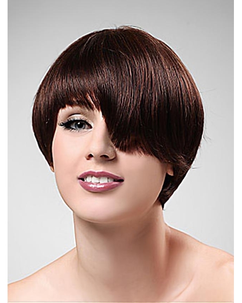 Pleasing Auburn Boycuts Straight Short Capless Synthetic Women Wigs