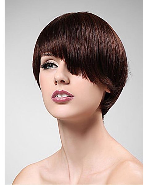 Pleasing Auburn Boycuts Straight Short Capless Synthetic Women Wigs