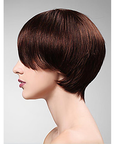 Pleasing Auburn Boycuts Straight Short Capless Synthetic Women Wigs