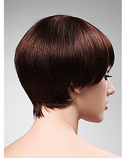 Pleasing Auburn Boycuts Straight Short Capless Synthetic Women Wigs