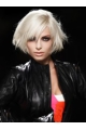 Young Fashion Beautiful Platinum Blonde Straight Short Lace Front Human Hair Women Wigs