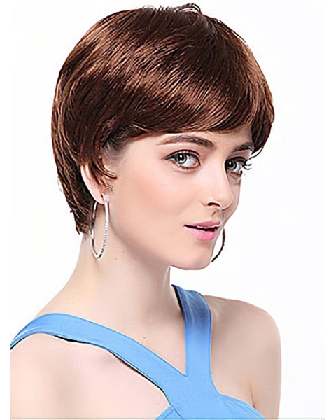 Nice Auburn Boycuts Straight Short Capless Synthetic Women Wigs