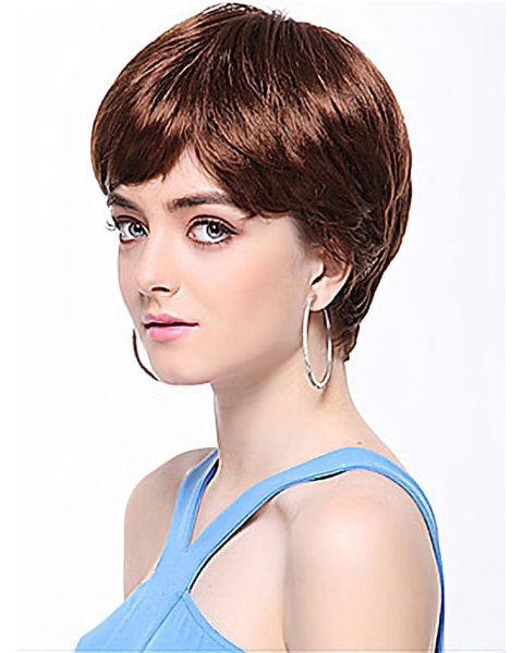 Nice Auburn Boycuts Straight Short Capless Synthetic Women Wigs