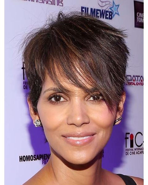 Straight Brown Lace Front Short Boycuts Halle Berry Wigs