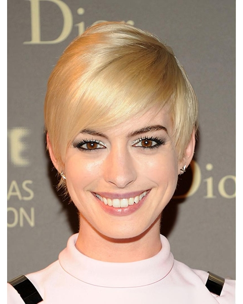 Straight Blonde Lace Front Short Boycuts Anne Hathaway Wigs