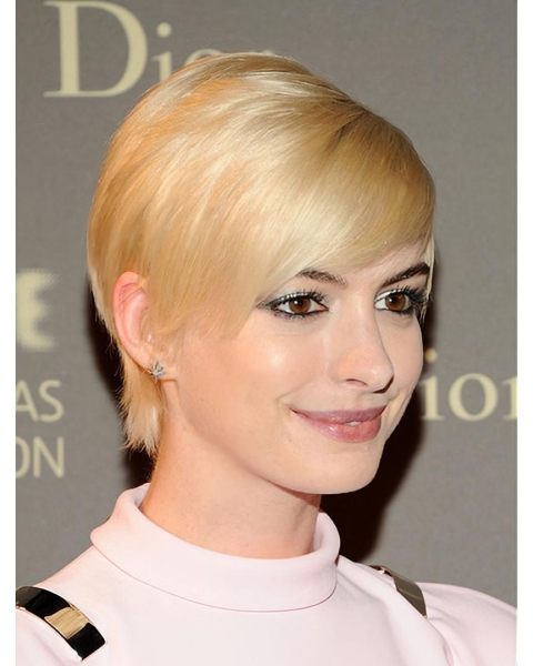 Straight Blonde Lace Front Short Boycuts Anne Hathaway Wigs