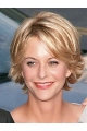 Straight Short Platinum Blonde Lace Front Synthetic Meg Ryan Women Wigs