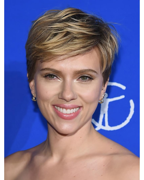 Straight Short Blonde Lace Front Synthetic Scarlett Johansson Women Wigs