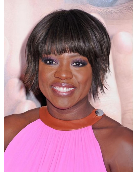 10"  Straight Short Capless Synthetic Women Viola Davis Wigs