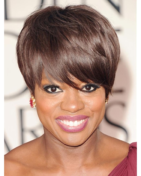 8"Straight Short  Lace Front Synthetic Women Viola Davis Wigs