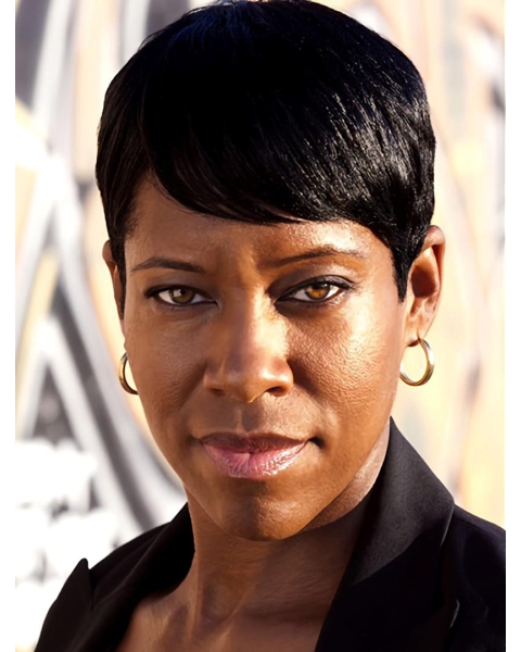 Boycuts Straight Short Black Lace Front Synthetic Regina King Women Wigs