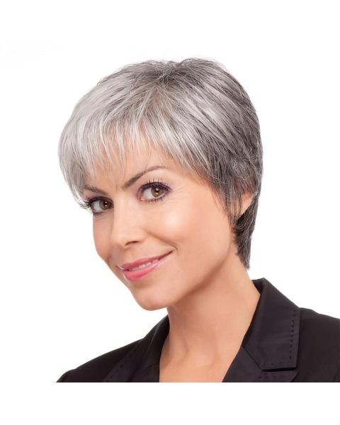 Soft Lace Front Synthetic Short Grey Wigs