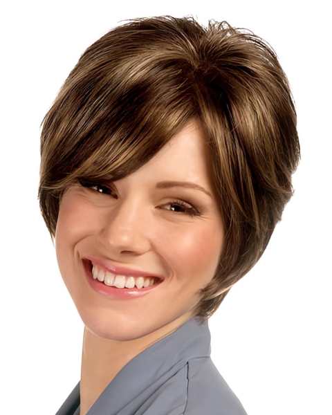 Brown Natural Bobs Straight Short Capless Synthetic Women Wigs