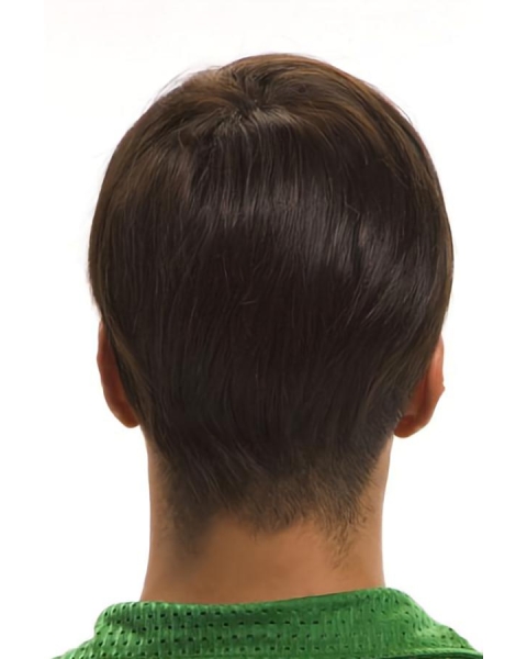 Brown Straight Short Hand-Tied Remy Human Hair New Men Wigs