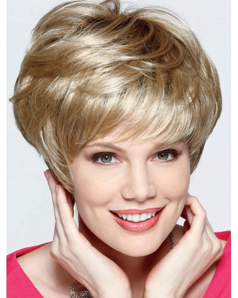  Comfortable Blonde Straight Short Capless Synthetic Women Wigs