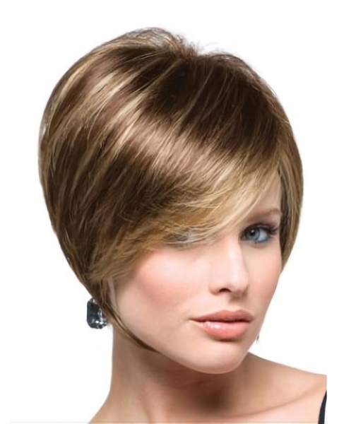 High Quality Brown Straight Short Capless Synthetic Women Bob Wigs