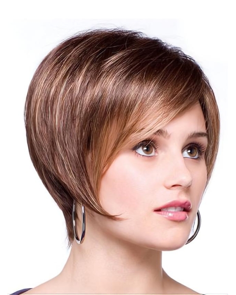 High Quality Brown Straight Short Capless Synthetic Women Bob Wigs