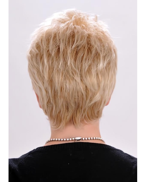 Blonde Suitable Straight Short Boycuts Monofilament Synthetic Women Wigs