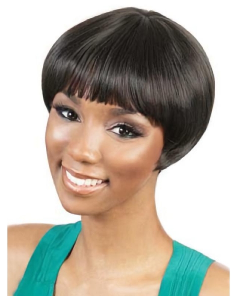 Black Straight Short Capless Synthetic Women Wigs