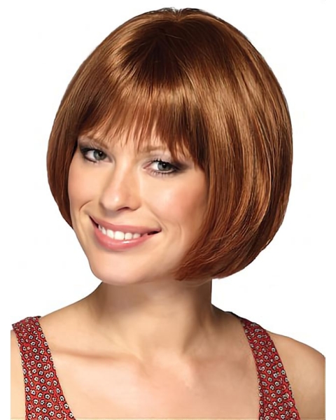 No-fuss Auburn Straight Short Capless Synthetic Women Bob Wigs