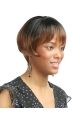 Fashionable Auburn Straight Short With Bangs Capless Synthetic African American Women Wigs