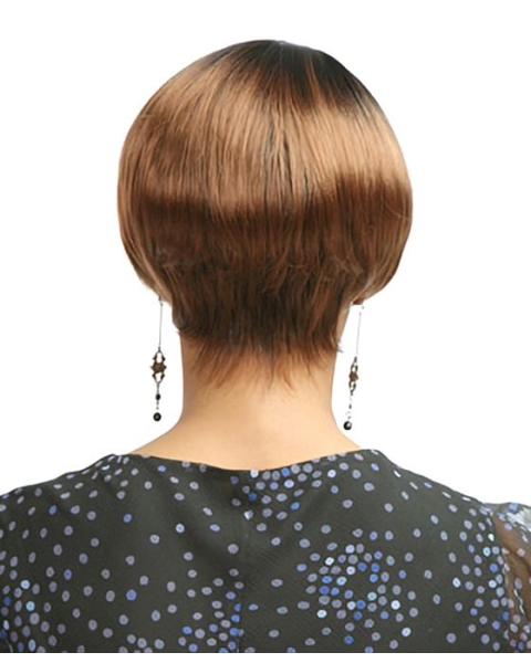 Fashionable Auburn Straight Short With Bangs Capless Synthetic African American Women Wigs