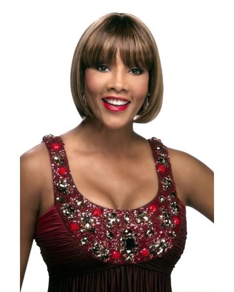 New Blonde Straight Short Capless Human Hair African American Women Wigs