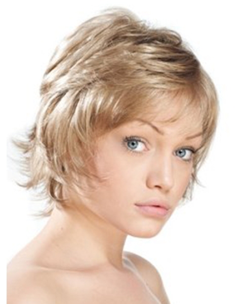 Blonde Straight Monofilament Synthetic Natural Short Women Wigs