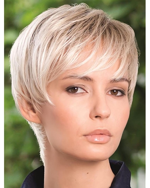 Refined Straight Boycuts Blonde Short Capless Synthetic Women Wigs