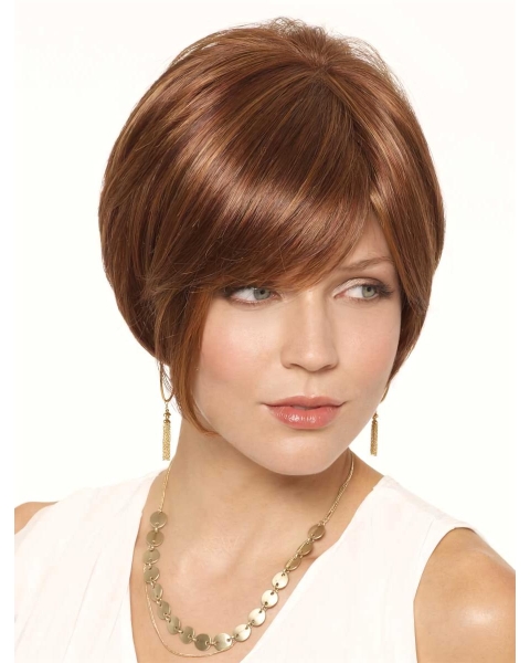 Sassy Auburn Bobs Lace Front Straight Short Synthetic Women Wigs