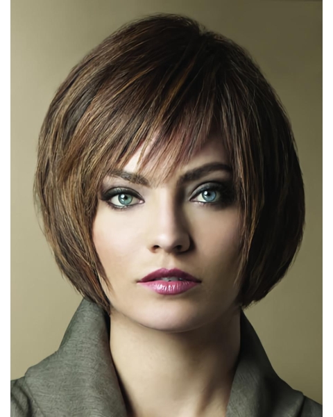 Convenient Monofilament Straight Short Petite Human Hair Women Wigs