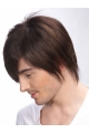 Radiant Brown Straight Short Hand-Tied Human Hair Men Wigs