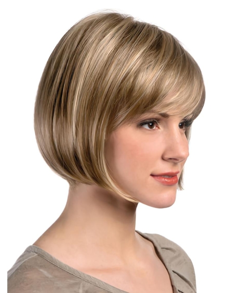 Blonde Straight Short Monofilament Synthetic Women Bob Wigs