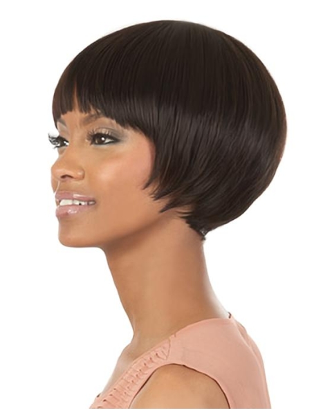 Glamorous Brown Straight Short Capless Human Hair Women African American Wigs