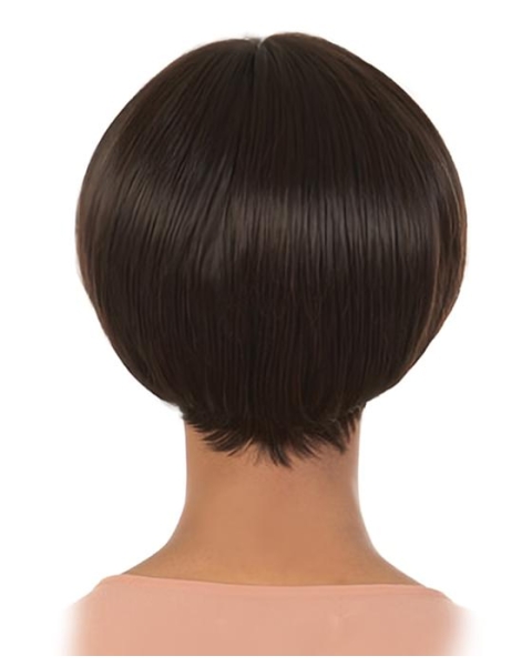 Glamorous Brown Straight Short Capless Human Hair Women African American Wigs