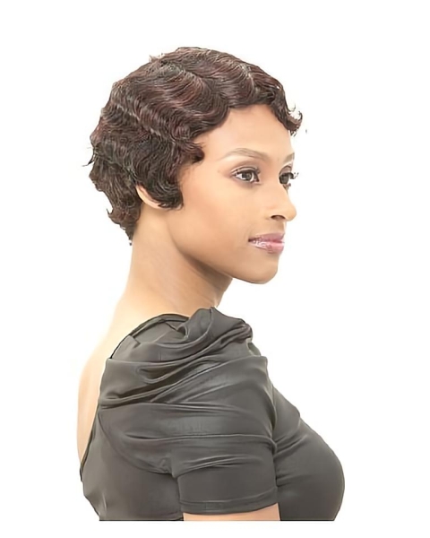 Stylish Brown Straight Short Capless Synthetic African American Women Wigs