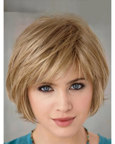 Stylish Blonde Straight Short Capless Synthetic Women Bob Wigs