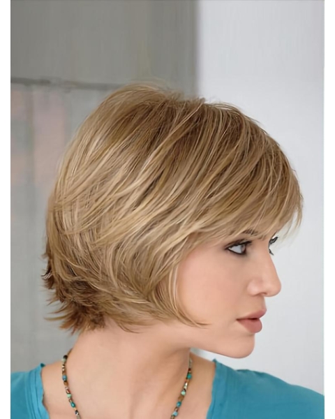 Stylish Blonde Straight Short Capless Synthetic Women Bob Wigs