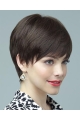 Brown Best Layered Straight Short Mono Human Hair Women Wigs