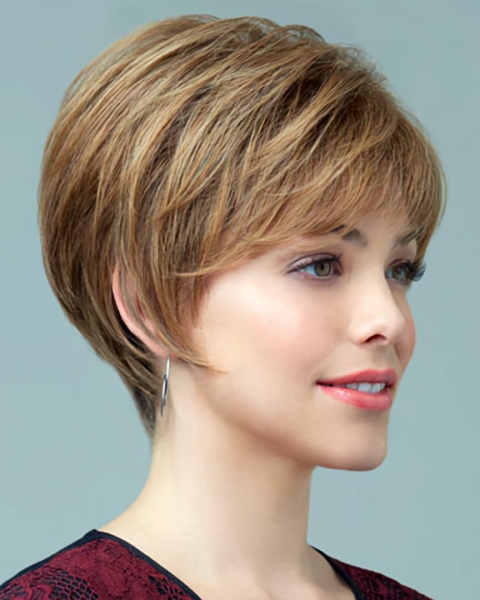 Easeful Auburn Boycuts Straight Short Capless Synthetic Women Wigs