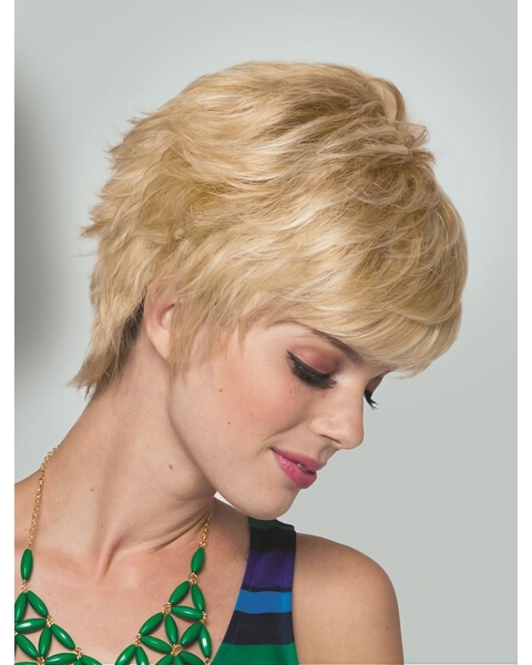 Incredible Blonde Straight Short Monofilament Synthetic Women Wigs