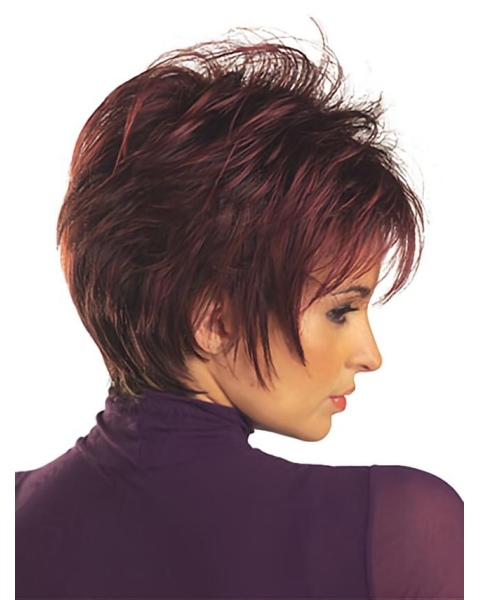 Soft Red Straight Short Capless Synthetic Women Wigs For Cancer