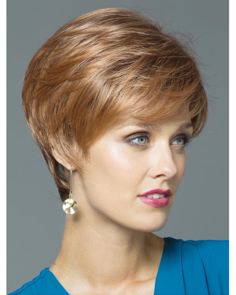  Gentle  Straight Short With Bangs Lace Front Synthetic Women Wigs